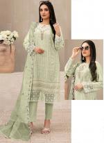 Faux Georgette Mint Eid Wear Embroidery Work Pakistani Suit